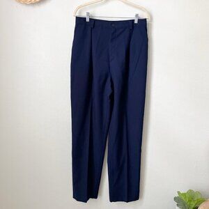 70s Laurente Paris navy blue womens pleat front taper leg trousers 32" waist